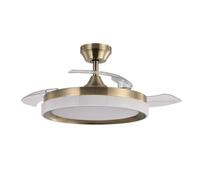 ABRILA - Ventilador DC ZENIT | Color Cuero con tres Aspas Desplegables | con 6 Velocidades Ajustables | con 3 Temperaturas de Luz | Mando a Distancia Incluido