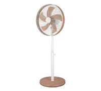 AKUNADECOR Ventilador De Pie Alcañiz Blanco/haya 50w 5aspas Oscilante Y Rotatorio