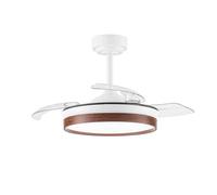 Akunadecor - Ventilador de techo modelo DOÑANA S blanco/cerezo motor DC 6 velocidades Tecnología Led 46W sistema CCT 4620Lm Control remoto con temporizador, luz regulable en color e intensidad,