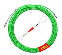 Akuoly Guia Pasacables Alambre Retráctil en Espiral de 15M, Fish Tape de Poliéster Diámetro 4,5mm, Ideal para Colocación de Cables, Color Verde