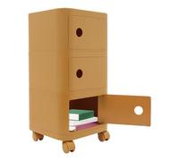 Akuoyiexemye Mesita de noche plegable de 3 niveles, mesa auxiliar con ruedas, capacidad de carga de 60 kg, mesa de sofá para dormitorio, salón (amarillo)