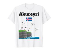 Akureyri Islandia Viaje frailecillo Amante Recuerdo Bandera de Islandia Camiseta