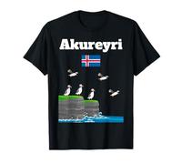 Akureyri souvenir Puffin Colony Sea Cliffs Bandera de Islandia Camiseta