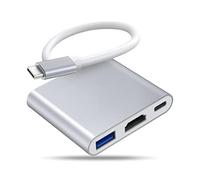 AKUYAO Adaptador tipo C USB-C a HDTV + VGA + USB 3.0 + PD 100 W Hub 4 en 1, para portátiles, teléfonos móviles, tabletas con puerto USB-C, compatible con consolas de juegos Nintendo Switch