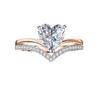 akwuiopt Anillo de compromiso con circonita personalizada con forma de corazón de princesa para niñas de 8 años, 10, Zinc, Sin piedras preciosas