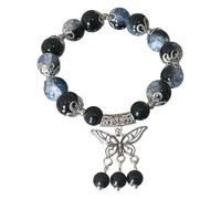 akwuiopt Pulsera con colgante de piedra de elefante de mariposa, pulsera colorida de cuentas de graduación para mujeres, niñas, boho, verano, playa, joyería, niña, pendientes de clip, En storlek