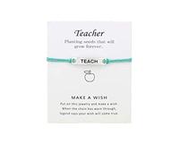 akwuiopt Pulsera de joyería con tarjeta de bendición inspiradora para profesor, pulsera de enseñanza, aretes autoperforantes para mujer, talla única, Metal, No es una piedra preciosa