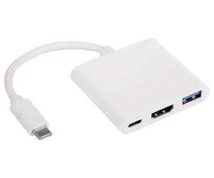 AKYGA AK-AD-57 4 Puertos USB C Hub USB C HDMI USB A 3.0 Adaptador Divisor 20 cm