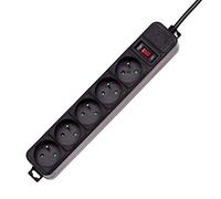 akyga AK de SP de 05B Surge Protector con 5 enchufes y un mecánicas Interruptor, 3 m, Color Negro