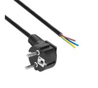 Akyga AK-OT-01S - Cable de alimentación (3 x 1,5 mm², Conector de protección de Contacto Tipo E+F (CEE 7/7, en ángulo) en Extremos Pelados, Cable de alimentación para confección, 1,5 m, Color Negro