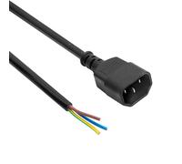 Akyga AK-OT-10C - Cable de alimentación (3 x 1 mm², IEC C14, conector a extremos pelados, cable de alimentación para confección, 3 m), color negro