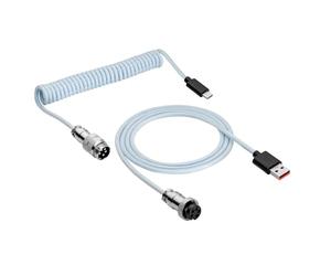 AKYGA AK-USB-48 - Cable trenzado USB tipo C a USB A de 3,0 m, color azul cielo, cable en espiral para teclado de juegos con conector de aviador extraíble