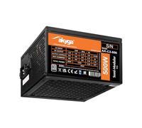 Akyga ATX - Fuente de alimentación (500 W, AK-C2-500, semimodular, P4+4, 2 PCI-E de 6 + 2 Pines, 4 SATA, 2 Ventiladores Molex, 12 cm, 80 Plus)