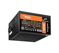 Akyga ATX - Fuente de alimentación (600 W, AK-C2-600, semimodular, P4+4, 2 PCI-E de 6 + 2 Pines, 5 Unidades, SATA, 3 Ventiladores Molex, 12 cm, 80 Plus)