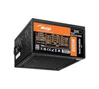 Akyga ATX - Fuente de alimentación (800 W, AK-C2-800, semimodular, P4+4, 2 PCI-E de 6 + 2 Pines, 6 Unidades, SATA, 3 Ventiladores Molex, 12 cm, 80 Plus)