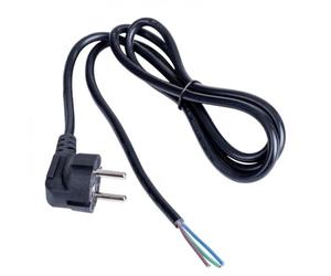 AKYGA Cable de conexión de Corriente (1 Extremo Abierto, 1 Conector Angular de Contacto de protección, 1,5 m), Color Negro