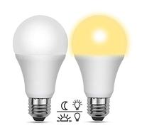 Akynite Bombilla Crepuscular LED Exterior E27 Luz Calida 3000K 10W 1000LM, Equivalente a 80W, CA 230V, 200 grados, Bombillas LED E27 con Sensor Crepuscular, para Farola Exterior Jardin, pack de 2