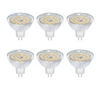 Akynite Bombilla GU5.3 5W 12V LED Blanco Cálido 3000K, Ø50 mm, Luz 120 grados, equivalente a halógena GU5.3 35W 50W, 500 lm, CA CC 12V MR16 Foco LED Empotrable, no regulable, pack de 6