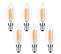 Akynite Bombilla Vela E14 LED Luz Calida 2700K, 400LM, CA 220-240V, C35 E14 4W LED Equivalente E14 40W, Bombillas Filamento Vela LED Casquillo Fino, No Regulable, pack de 6