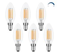 Akynite Bombilla Vela E14 LED Regulable Luz Calida 2700K, 400LM, CA 230V, C35 E14 4W LED Pequeña Equivalente E14 40W, Bombillas Filamento Retro LED Casquillo Fino, pack de 6