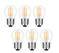 Akynite Bombillas Globo E27 LED 4W Luz Cálida 2700K, 400 Lúmenes, No Regulable, AC 220-240V, Bombilla Filamento Casquillo Gordo, Mini Globo LED E27 G45 para Luz Decorativa, pack de 6