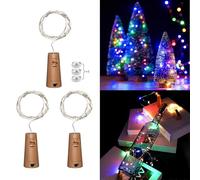 Akynite Corcho con Luces para Botellas de Cristal, Multicolor Luz de Botella Vino, 20 LEDs 2M Cadenas de Guirnaldas, Tapones con Luces, Luz Corcho Botellas para Mesa de Navidad Boda, 3 Piezas