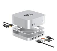 Akyyajaure Hub Mac Mini 10 en 1 Aluminium Support Station d'accueil boîtier SSD M.2 NVMe HDMI 4K60 Hz USB-A*2 10 Gbit/s lecteurs de Cartes SD/TF USB 2.0