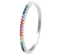 Akzent Anillo de plata 925 para mujer, tamaño 54, férula fina, anillo para el pulgar con circonitas coloridas, regalo para mujer, novia, 100% resistente al agua y respetuoso con la piel