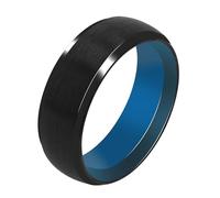 Akzent Anillo para hombre - Anillo para hombre, talla 65, 68, 70, de acero inoxidable en negro, 100% impermeable y respetuoso con la piel, 70, Acero inoxidable, Sin piedras preciosas