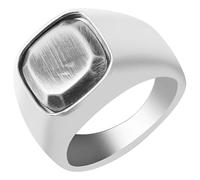 Akzent Anillo para hombre, talla 68, de acero inoxidable en plata, 100% impermeable y respetuoso con la piel
