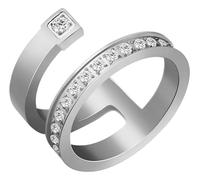 Akzent Anillo para mujer - Anillo para mujer, tamaño 54, 56, 58, 60, 62 de acero inoxidable en plata, 100% impermeable y respetuoso con la piel, 62, Acero inoxidable