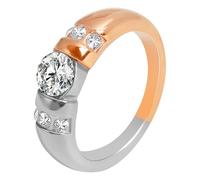 Akzent Anillo para mujer, talla 56, de acero inoxidable bicolor, 100% impermeable y respetuoso con la piel