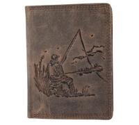 Akzent Cartera de piel para hombre, con botón de presión, 9 x 12 x 2 cm, marrón, 9 x 12, Clásico