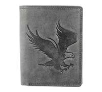 Akzent Cartera de piel para hombre, con botón de presión, 9 x 12 x 2 cm, Negro , 9 x 12, Clásico