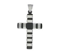 Akzent Colgante de acero inoxidable en bicolor, unisex, colgante de cruz, 2,2 cm de ancho, cierre de ojal, amuletos sin collar, regalo para hombre y mujer, 100% impermeable y respetuoso con la piel