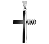 Akzent Colgante de acero inoxidable en bicolor, unisex, colgante de cruz, 3,8 cm de ancho, cierre de ojal, amuletos sin collar, regalo para hombre y mujer, 100% impermeable y respetuoso con la piel