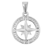 Akzent Colgante de acero inoxidable en plata unisex, colgante de brújula, 2,1 cm de ancho, cierre de ojal, amuletos sin collar, regalo para hombre y mujer, 100% resistente al agua y respetuoso con la