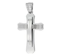 Akzent Colgante de acero inoxidable en plata, unisex, colgante de cruz, 1,7 cm de ancho, cierre de ojal, amuletos sin collar, regalo para hombre y mujer, 100% impermeable y respetuoso con la piel