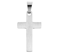 Akzent Colgante de acero inoxidable en plata, unisex, colgante de cruz, 1,7 cm de ancho, cierre de ojal, amuletos sin collar, regalo para hombre y mujer, 100% impermeable y respetuoso con la piel