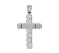 Akzent Colgante de acero inoxidable en plata, unisex, colgante de cruz, 2,2 cm de ancho, cierre de ojal, amuletos sin collar, regalo para hombre y mujer, 100% impermeable y respetuoso con la piel