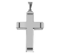 Akzent Colgante de acero inoxidable para hombre, colgante de cruz, 3,2 cm de ancho, cierre de ojal, sin collar, regalo para hombres, 100% impermeable y respetuoso con la piel, 3.2, Acero inoxidable