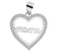 Akzent Colgante de corazón para mujer, plata 925, rodiado, 2 mm, 100% resistente al agua y respetuoso con la piel, 2, Plata, Circonita cúbica