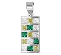 Akzent Colgante en circonitas de colores para mujer, plata 925, chapado en rodio, 2 mm, 100% impermeable y respetuoso con la piel, 2.4, Plata, Circonita cúbica