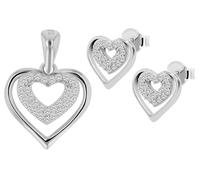 Akzent Juego de joyas de plata 925 para mujer | colgante de corazón de 14 x 14 mm y pendientes de corazón de 10 x 9,5 mm | Pendientes | Petite & elegante | 100% resistente al agua y respetuoso con la