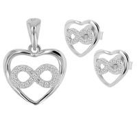 Akzent Juego de joyas de plata 925 para mujer | colgante de corazón Infinity de 13 x 14 mm y pendientes, pendientes de 10,5 x 9,5 mm | Alta calidad con protección contra el deslustre | 100%