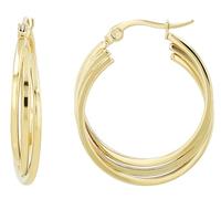 Akzent Juego de pendientes de aro para mujer - Acero inoxidable pulido dorado - Sin níquel y hipoalergénicos - Incluye caja de regalo
