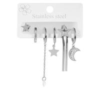Akzent Juego de pendientes para mujer - Acero inoxidable pulido - Forma de estrella Simili - 10 mm de diámetro - con cierre de tuerca - Sin níquel y agradable al tacto - Incluye caja de regalo