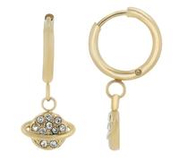 Akzent Pendientes de aro con colgante de planeta, acero inoxidable, plata u oro, Acero inoxidable