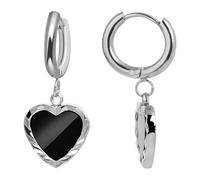 Akzent Pendientes de aro de acero inoxidable, colgante de corazón, Acero inoxidable