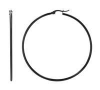 Akzent Pendientes de aro de acero inoxidable resistentes al agua en negro para mujer, 100% impermeables y hipoalergénicos